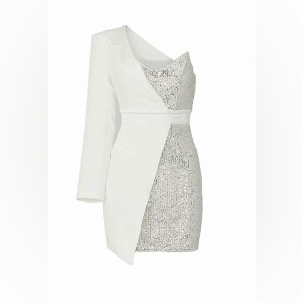 Elle Zeitoune Alexa Silver Cocktail Dress Size M - Picture 2 of 11